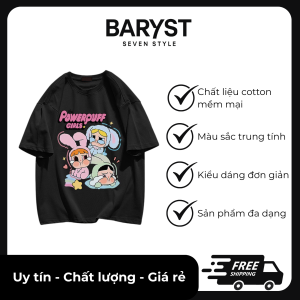 Áo Thun Powerpuff Girls Dễ Thương – In Hình Hoạt Hình, Form Rộng Unisex