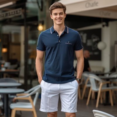 Phối đồ quần short trắng nam với áo polo
